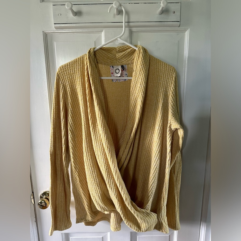 Anthropologie Akemi + Kim Woodruff Mustard Wrap Top